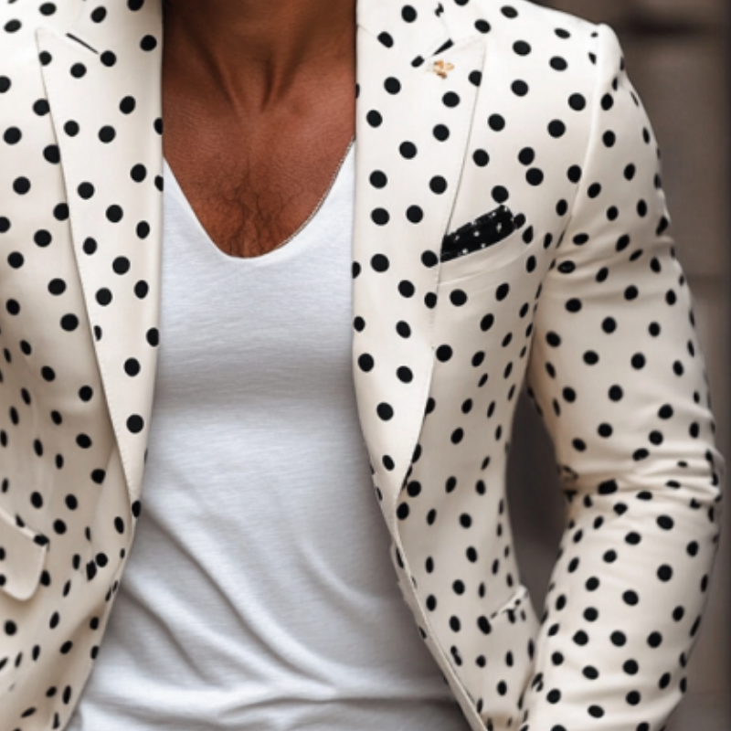 Menn Stilfull Slim Fit Polka Dot Peak Krage Blazer 43075261Y