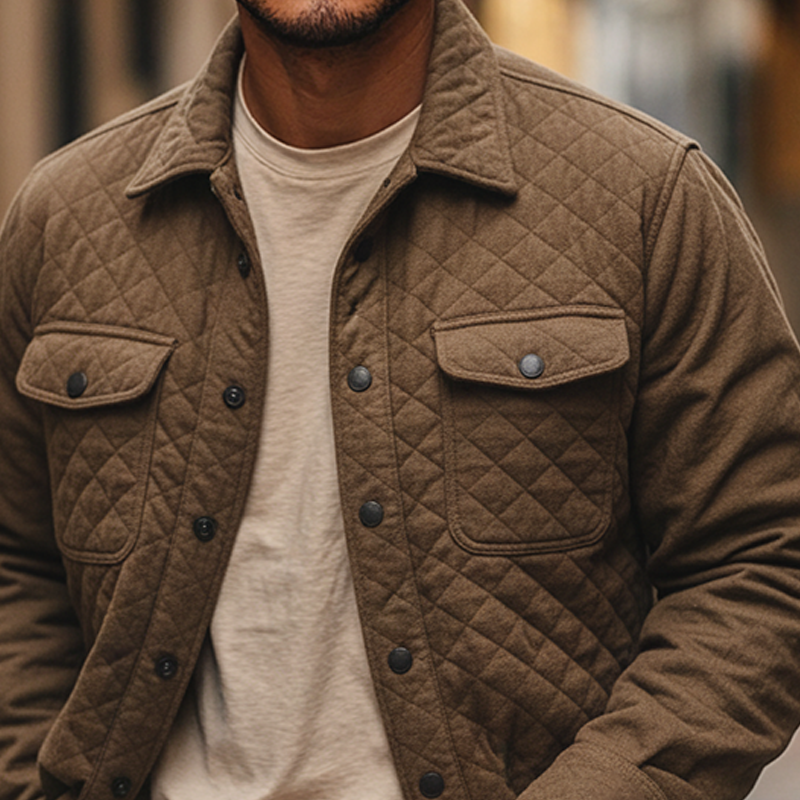 Men's Casual Solid Color Quilted Lapel Jacket MTA3084I1X