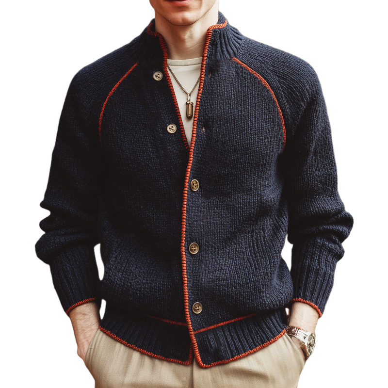 Men's Classic Elegant Stand Collar Button Knit Cardigan MTA3068I7U