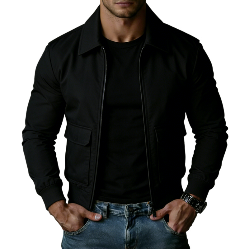 Men's Retro Casual Cotton Lapel Zip-Up Jacket MTZ2003A4TO