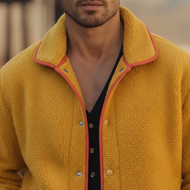 Men's Winter Retro Color-blocked Faux Lambskin Button Jacket MTA2597K5P