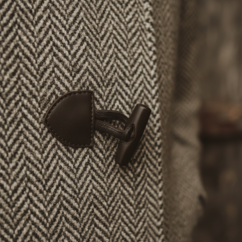 Men's Winter Fashionable Herringbone Faux Wool Horn Button Coat MTA1037J3P