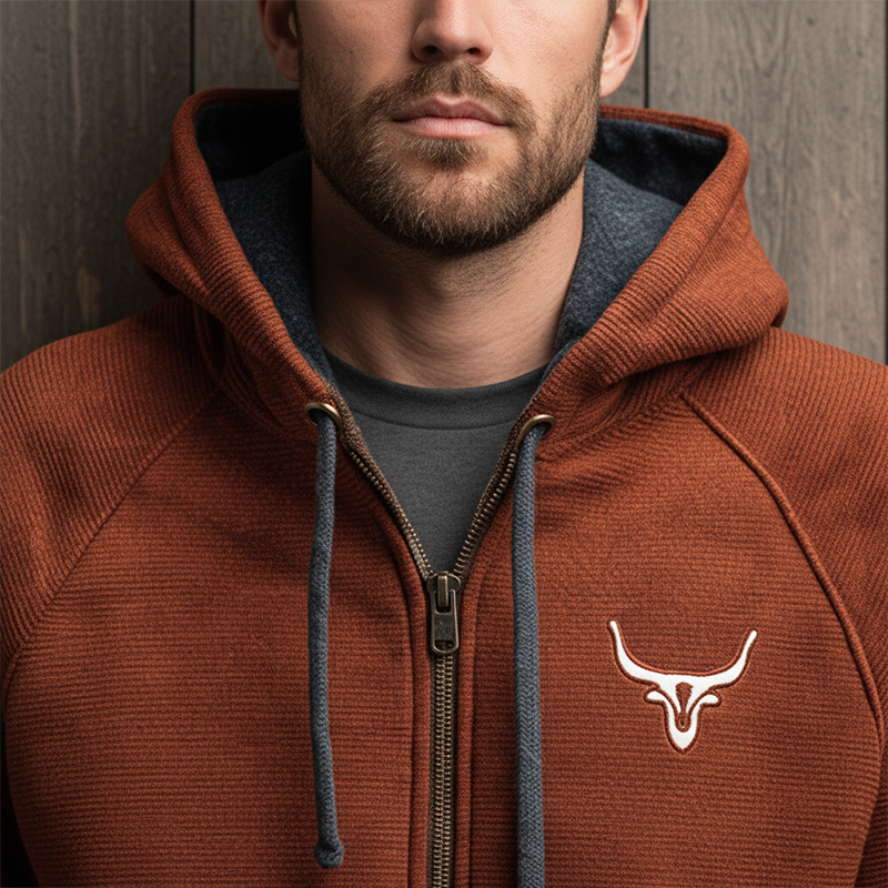 Men's Vintage Striped Cotton Blend Hooded Zipper Sweatshirt MTA2712J7P