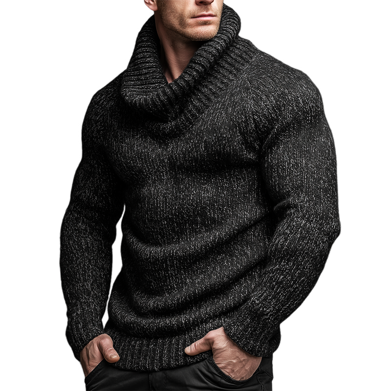 Men's Retro Casual High Neck Pullover Sweater MTA3154J5TO