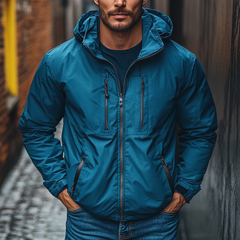 Men's Quick Dry Windproof Multi-Pocket Zipper Hooded Jacket MTA2799J6X