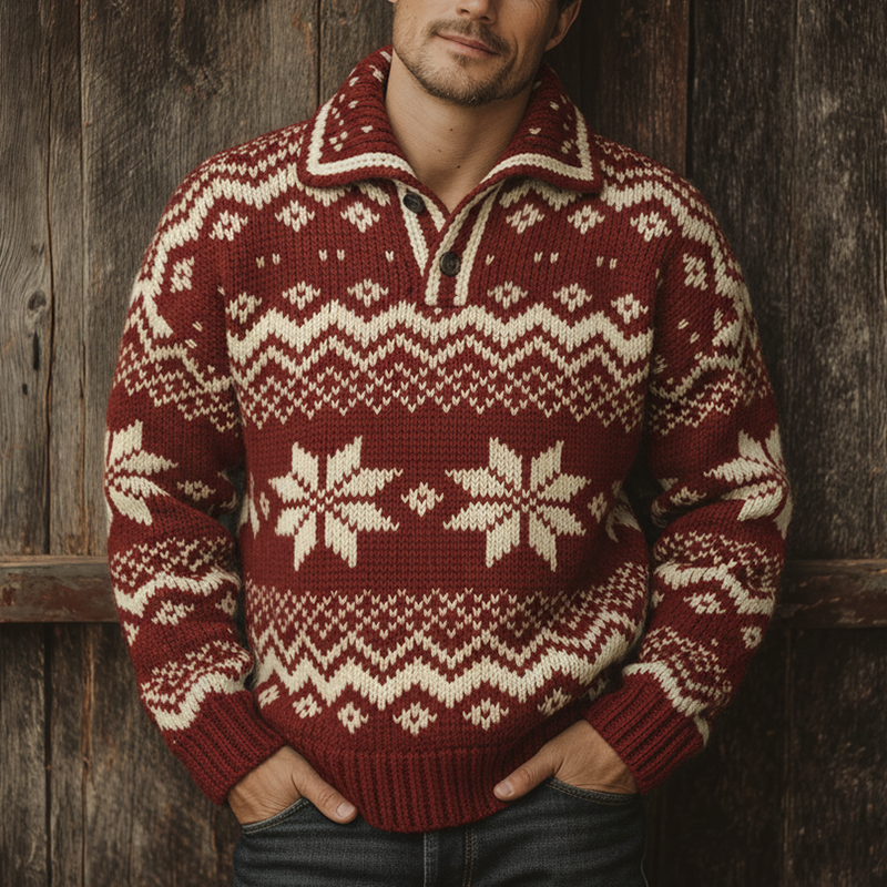 Men's Stylish Winter Fair Isle-style Knitted Jacquard Cotton Sweater MTA3065I5P