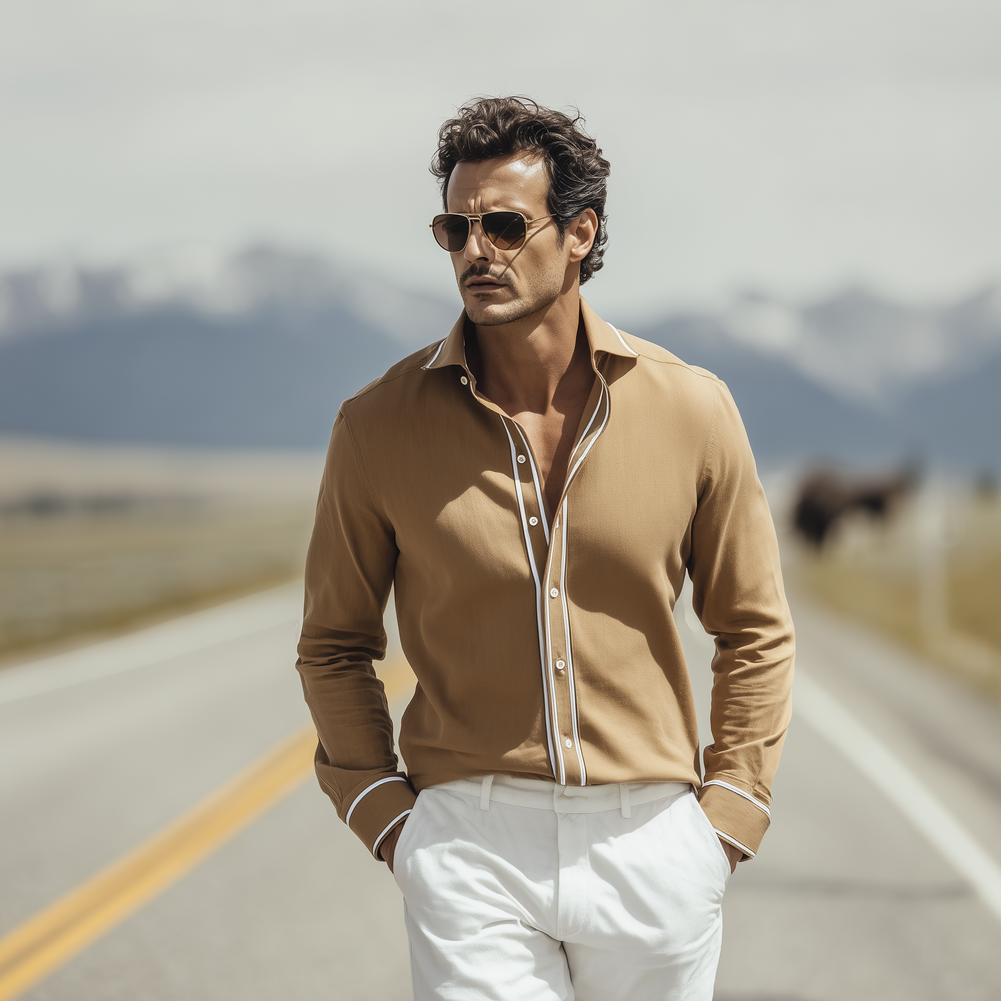 Men's Classic Casual Cotton Blend Slim Fit Long Sleeve Shirt MTA1467H3K