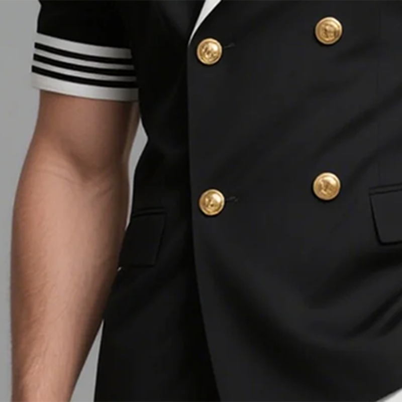 Men's Lapel Double Breasted Short Sleeve Blazer MTA0452G3Y