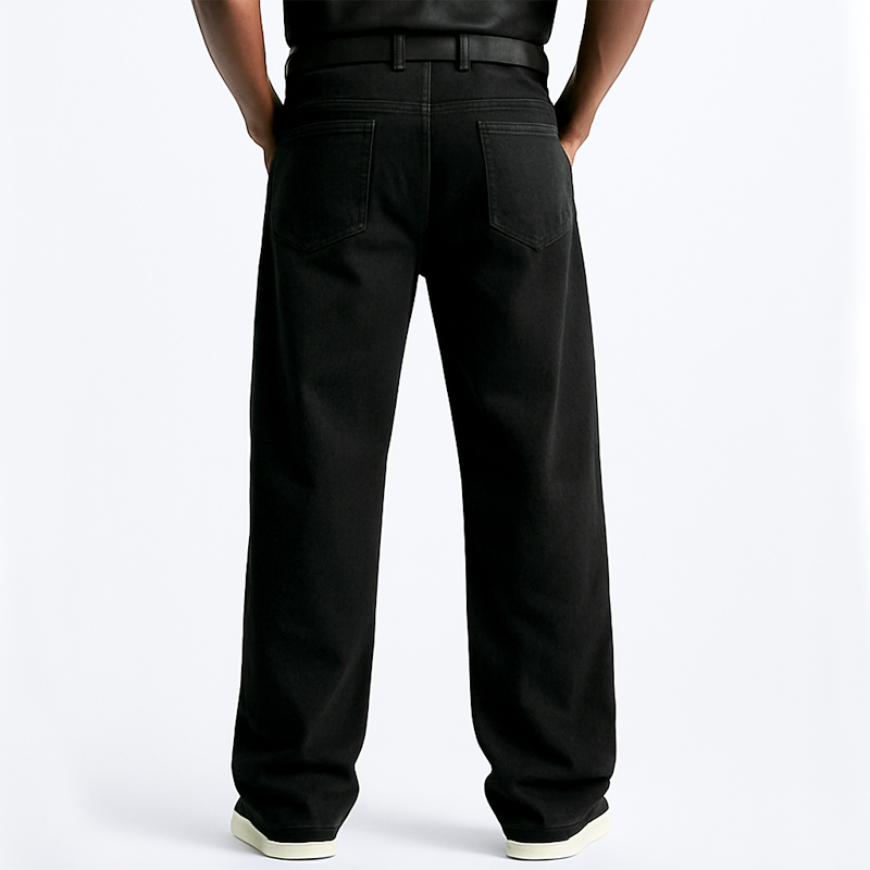 Men's Stylish Black Zippered Casual Wide-leg Pants MTA0710H4U