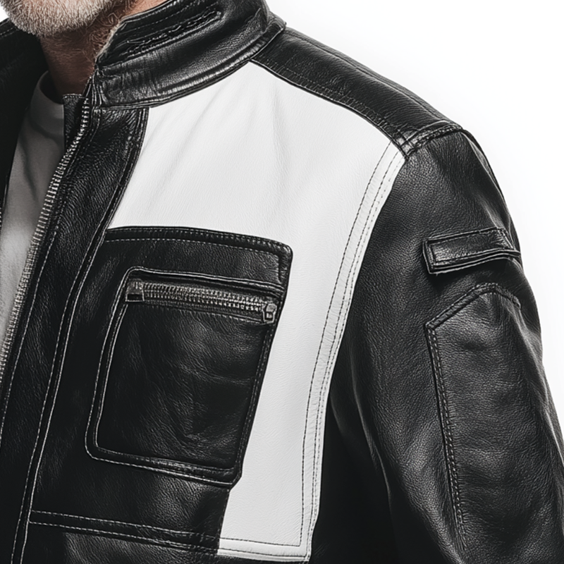 Men's Vintage Paneled Faux Leather Jacket MTA0557H7P