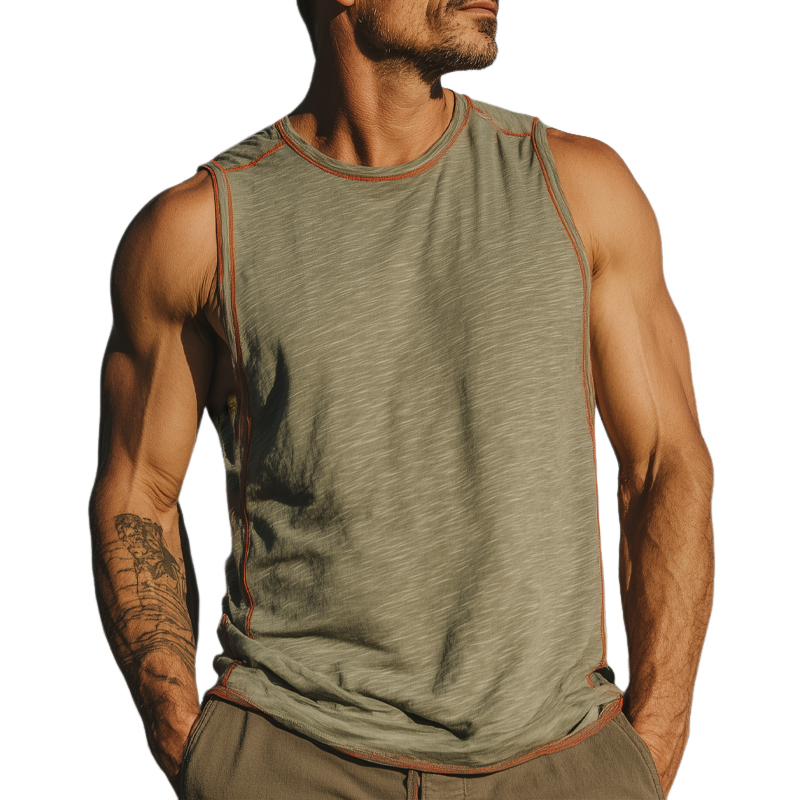 Men's Blended Round Neck Sleeveless Tank Tops MTA2699F4X