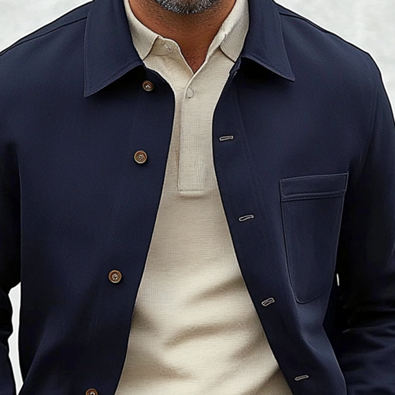 Men's Cotton Blend Lapel Single-Breasted Shirt Jacket MTA2726H0X