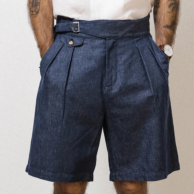 Men's Fashion Solid Straight Mid Waist Suit Shorts MTA1387E0Z