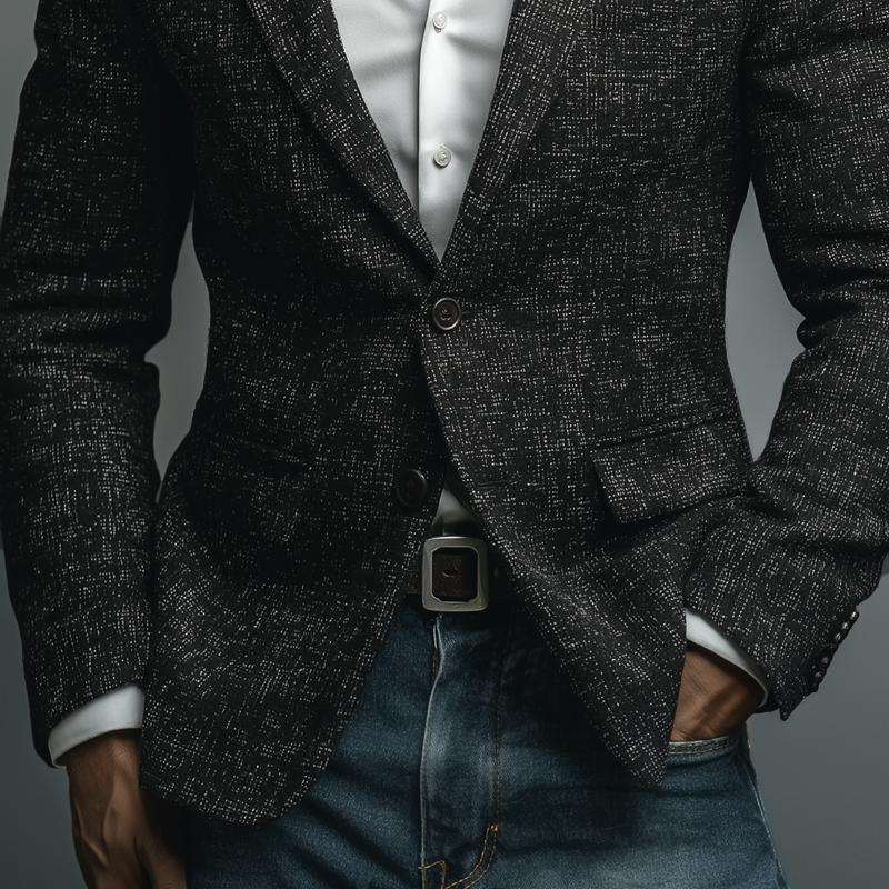 Men's Vintage Tweed Notch Lapel Two Buttons Casual Blazer MTA2918H3Z