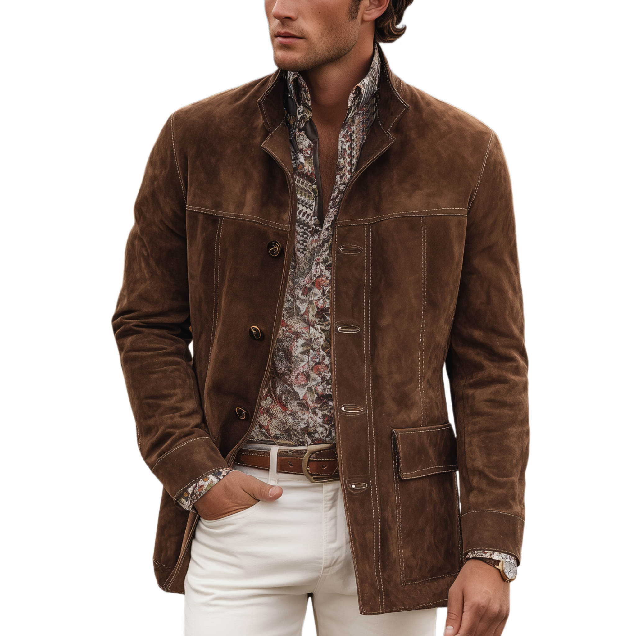 Men's Classic Western Casual Tough Lapel Suede Jacket MTA0816I4K