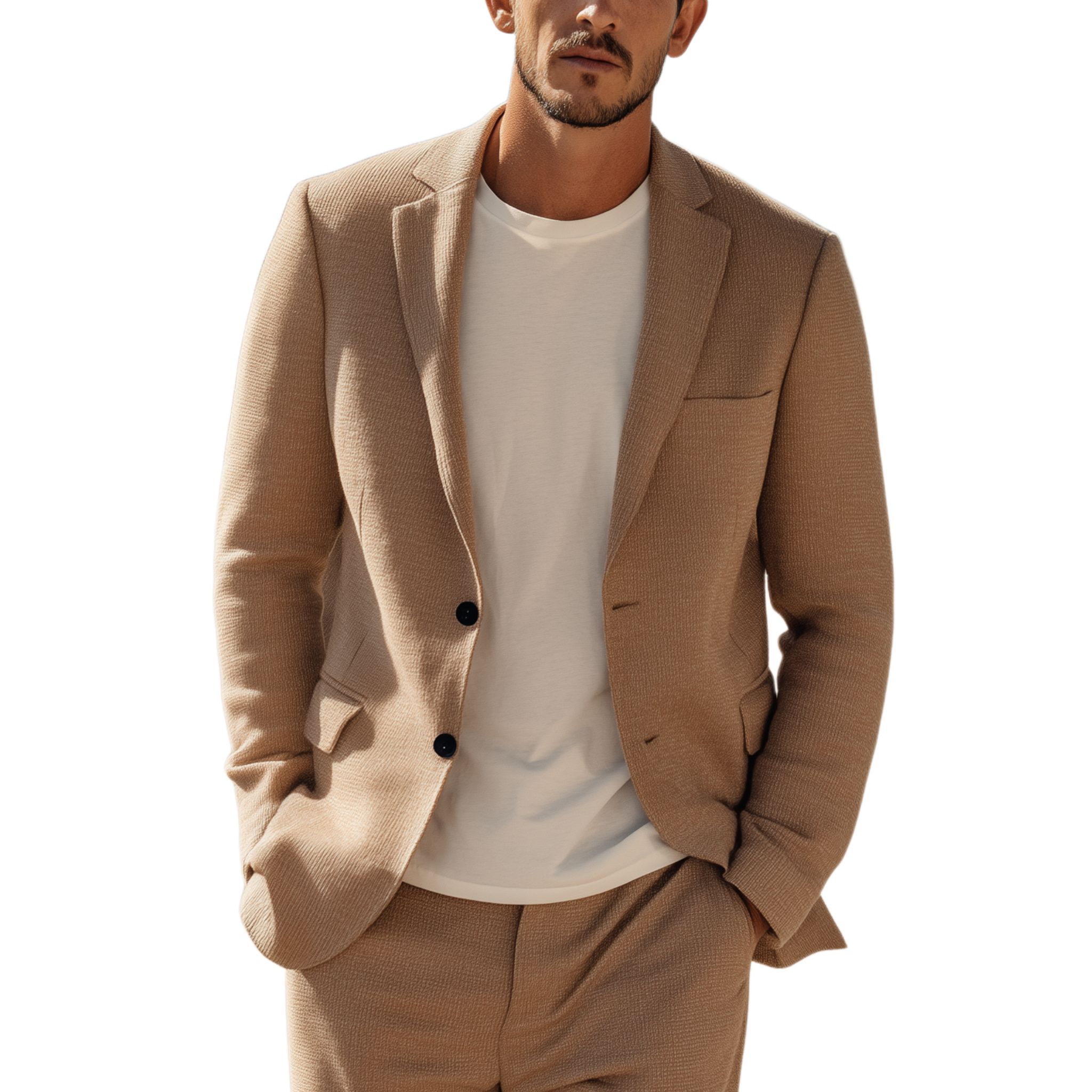 Men's Classic Casual Solid Color Single-breasted Slim Fit Knitted Blazer MTA0206H8K