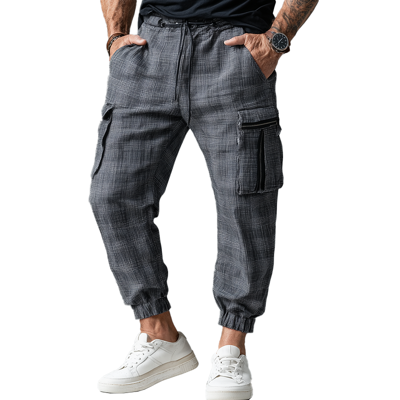 Men's Summer Fashion Plaid Linen Casual Pants MTA1471G7P
