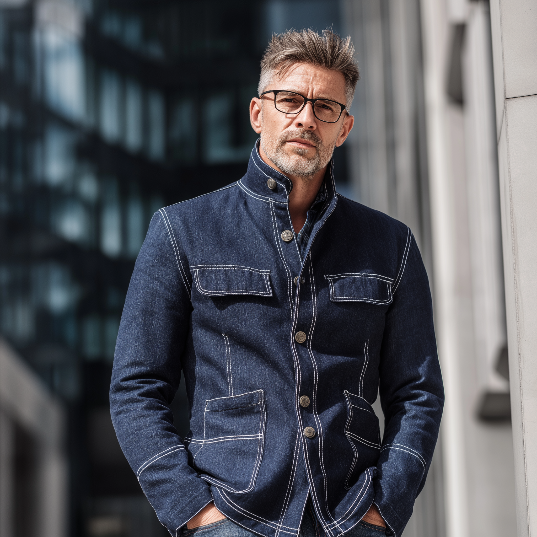 Men's Vintage Heathered Denim Jacket MTA2692H5P