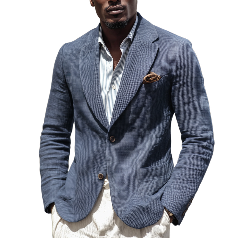 Men's Solid Waffle Notch Lapel Two Buttons Blazer MTA2195H6Z