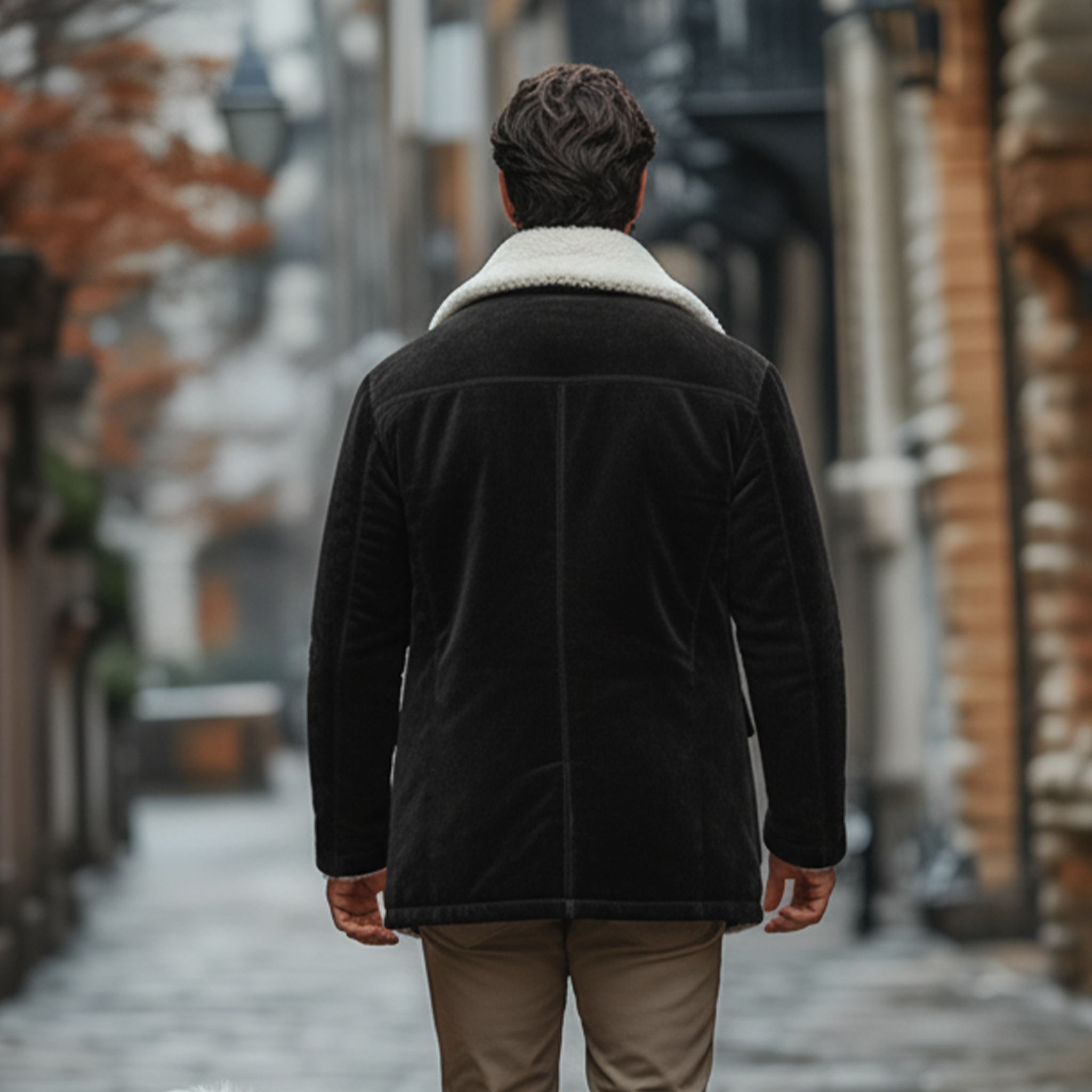 Men's Classic Casual Lapel Fleece Lining Button Faux Velvet Coat MTA0550K1K