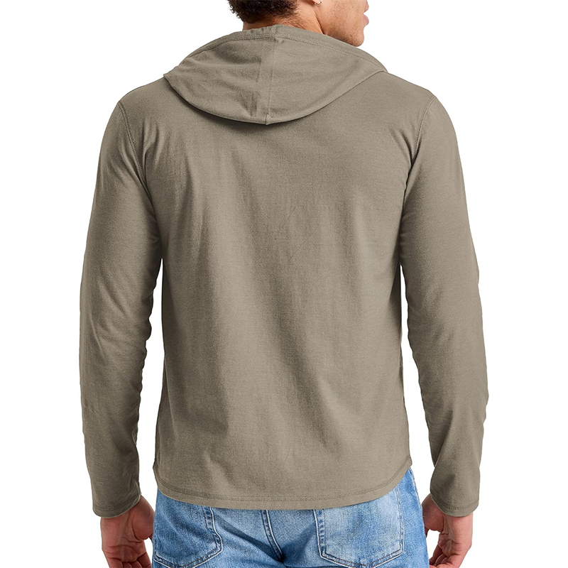 Men's Solid Color Cotton Blend Kangaroo Pocket Long Sleeve Hoodie 44961306Z