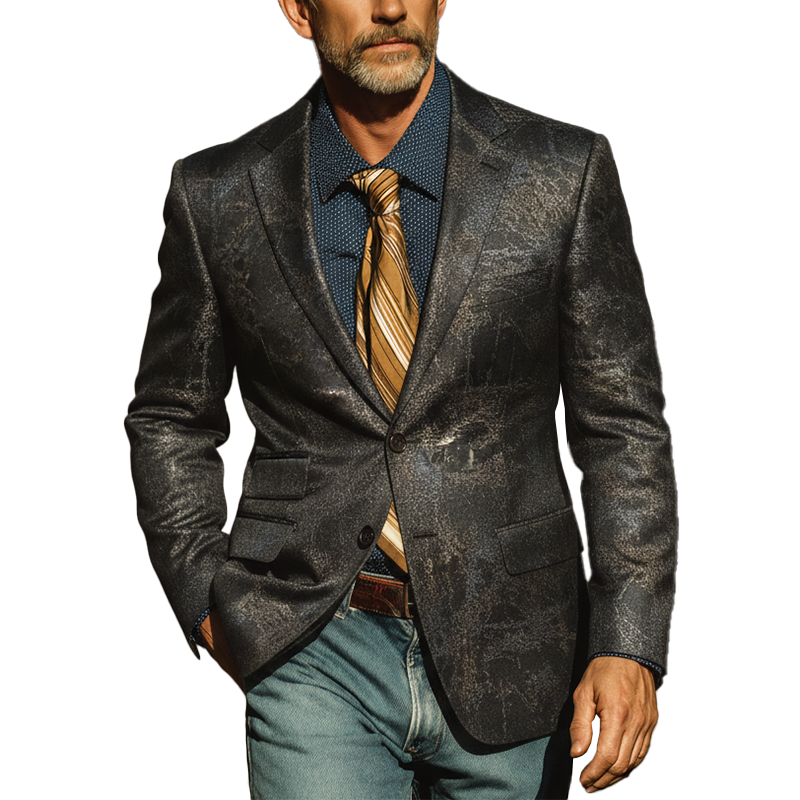 Men's Autumn Retro Hot Stamping Printed Suit Jacket MTA1578I5P