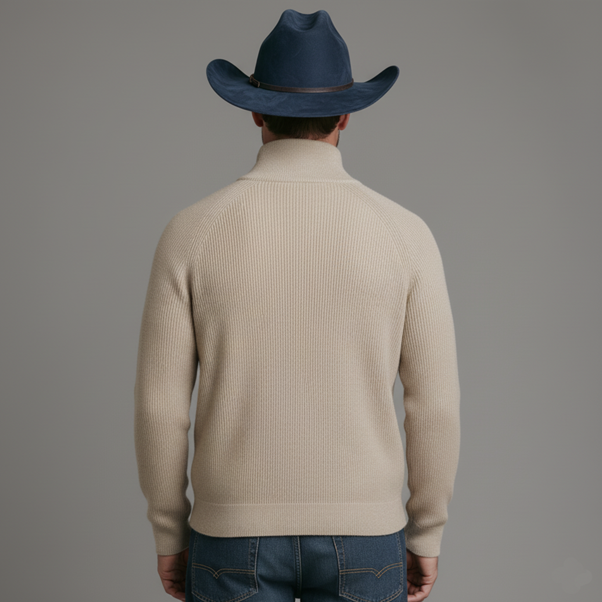 Men's Classic Casual Stand-up Collar Zip-up Sweater MTA2406K8K