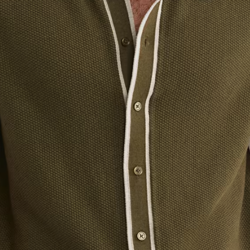 Men's Casual Contrast Knit Lapel Single Breasted Slim Fit Short Sleeve Shirt Sweater MTA0658E7M