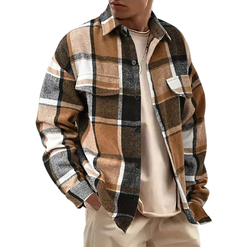 Men's Plaid Vintage Flannel Long Sleeve Shirt MTA0991I7X
