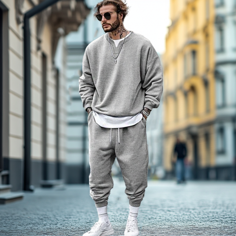 Men's Fashion Sports Round Neck Sweatshirt and Pants Set 11742524Y