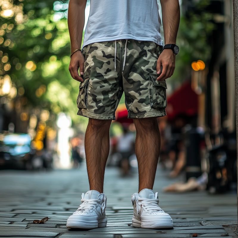 Men's Casual Knee-length Camouflage Cargo Shorts 68164965K