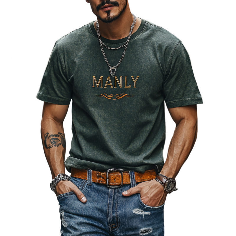 Men's Casual Cotton Letter Embroidery Round Neck Slim Short Sleeve T-Shirt 64709807M