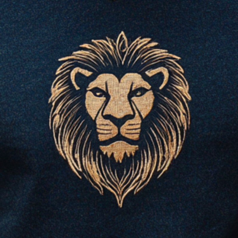 Men's Casual Cotton Lion Embroidery Round Neck Slim Fit Short Sleeve T-Shirt 49729793M