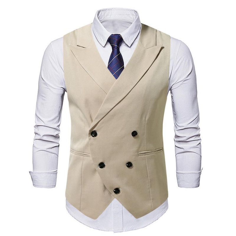 Menn Uformelt bomull Lin Peaked Lapel Slim-fit dressvest 20457281M