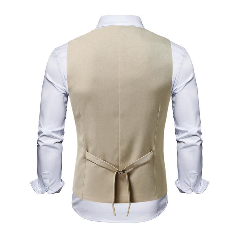 Men's Casual Cotton Linen Peaked Lapel Slim-fit Suit Vest 20457281M