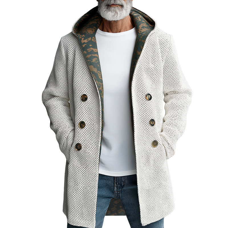 Men's Reversible Camouflage And Mesh Hooded Mid-length Casual Coat MTA1373H7Z