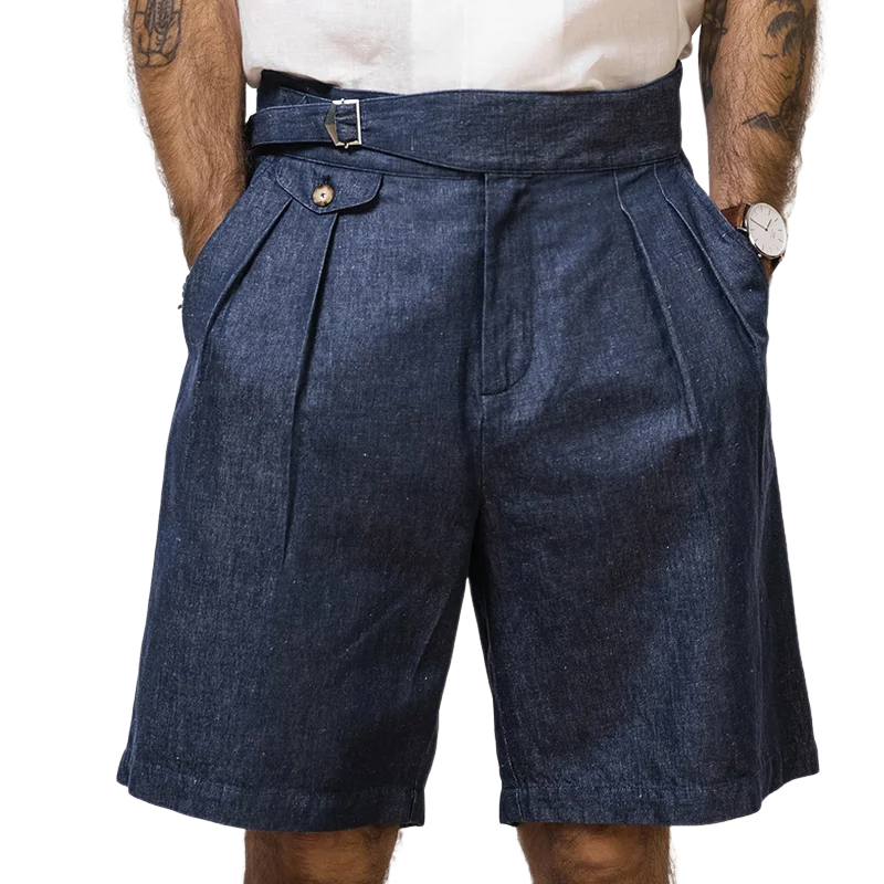 Men's Fashion Solid Straight Mid Waist Suit Shorts MTA1387E0Z
