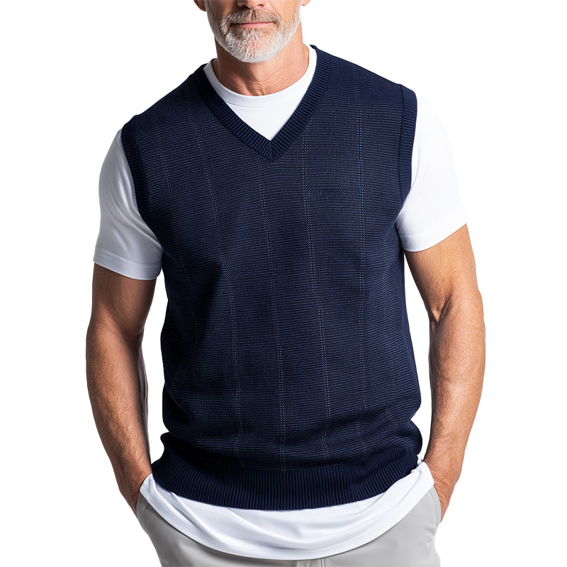 Men's Vintage Striped Knit Vest MTA0523H0P