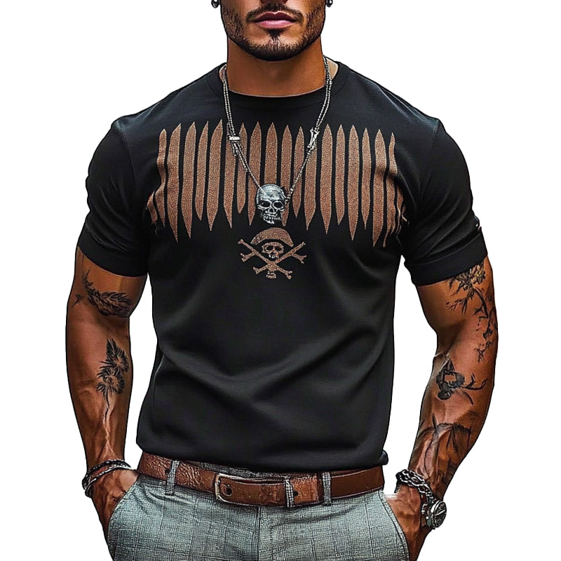 Men's Pirate Print Round Neck Short Sleeve T-Shirt 58668938X