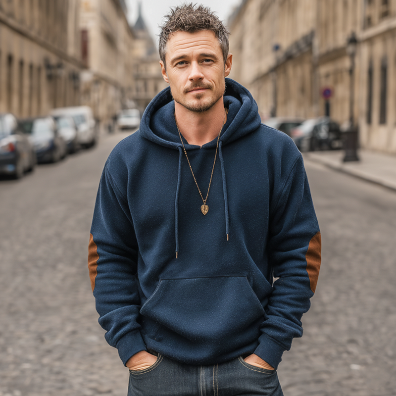 Men's Classic Thickened Loose Colorblock Hoodie MTA2095J8U