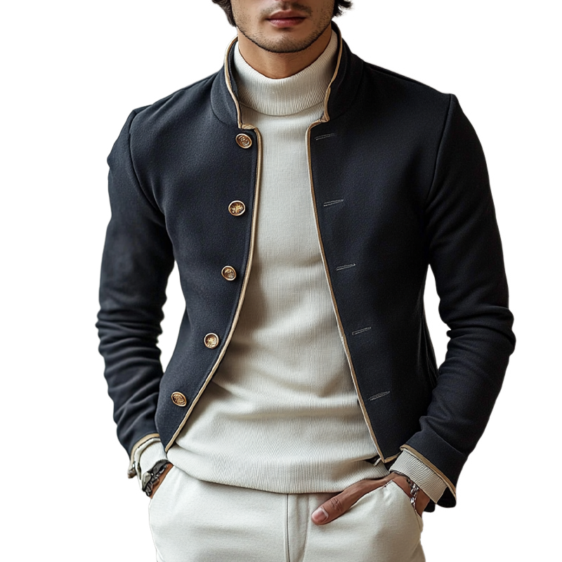 Men's Casual Stand Collar Single-breasted Jacket MTA3105G6X