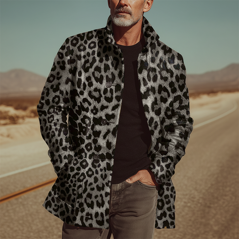 Men's Autumn And Winter Fashionable Leopard Print PU Leather Jacket (lined) MTA1949I9P
