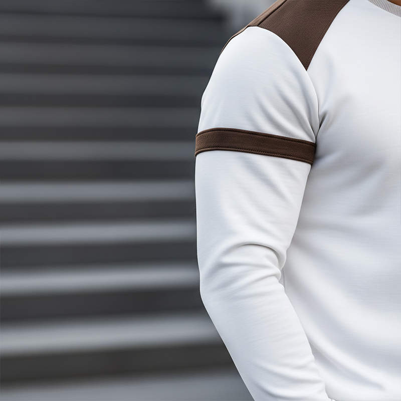 Men's Simple Color Block Cotton Blend Crew Neck Sweatshirt MTA2945J6P