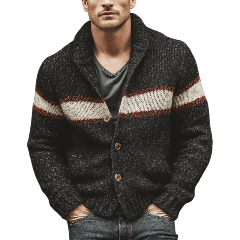 Men's Classic Color-blocked Button-down Knit Cardigan MTA3021J7U