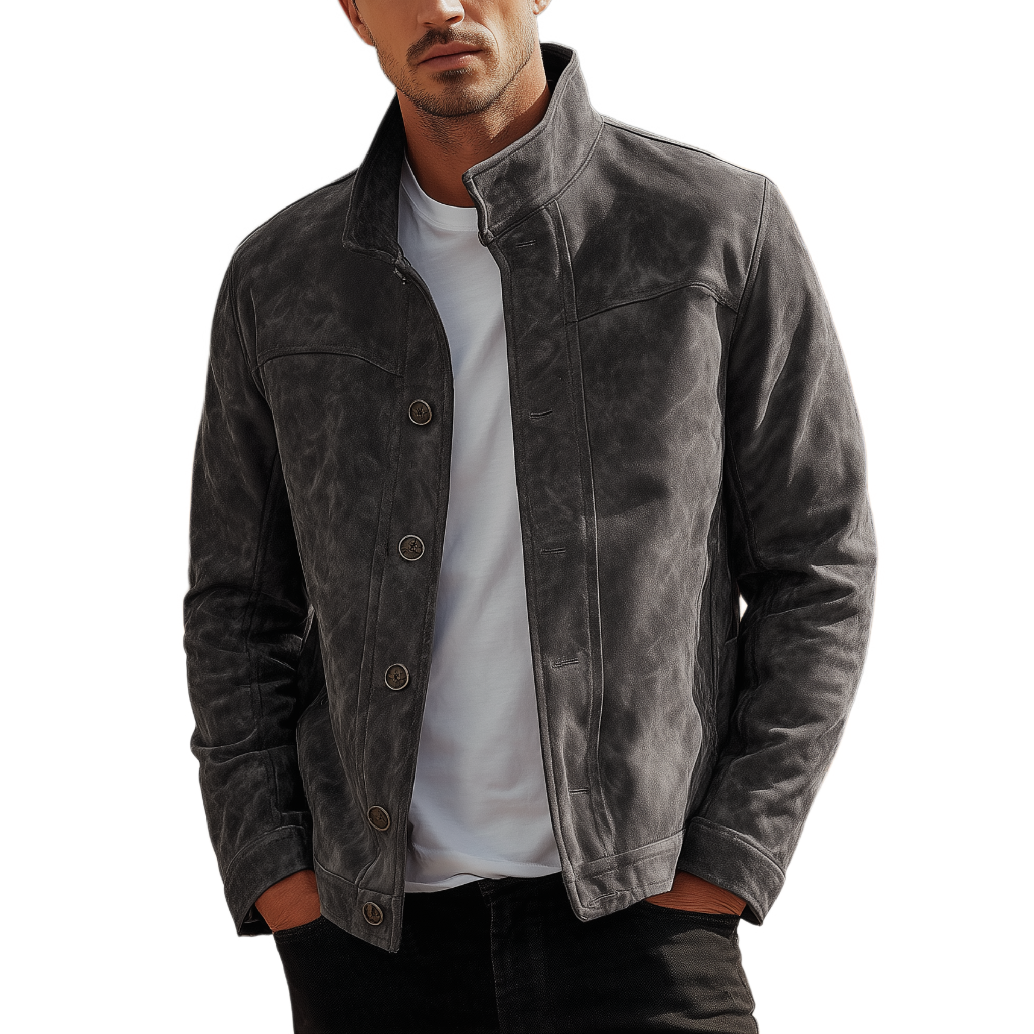 Men's Classic American Retro Stand Collar Suede Jacket MTA1954H4K