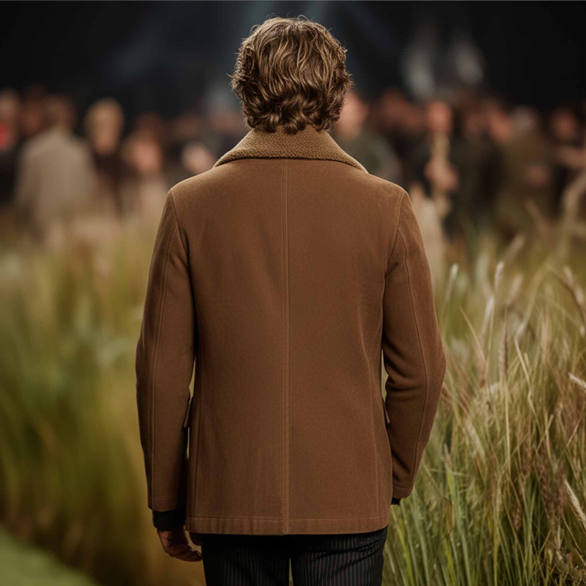 Men's Classic Retro Fleece Lapel Double-Breasted Faux Suede Jacket MTA3192J8K