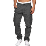 Men's Solid Cotton Loose Multi-pocket Straight Cargo Pants 46899465Z