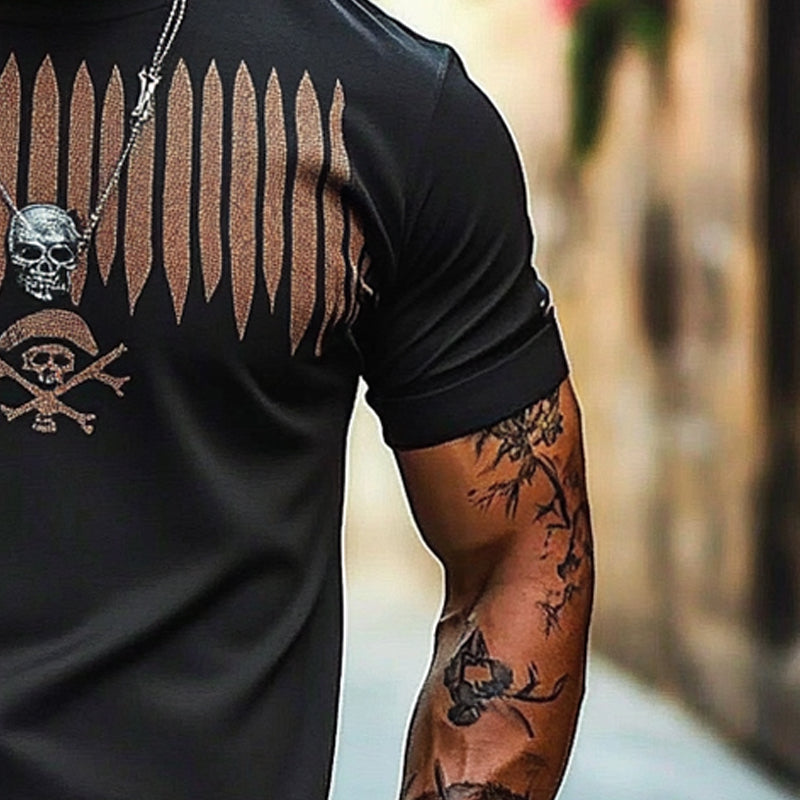 Men's Pirate Print Round Neck Short Sleeve T-Shirt 58668938X