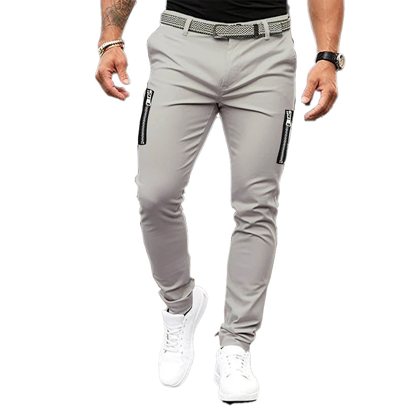 Men's Solid Tight Zipper Decor Casual Pants 98885179Z