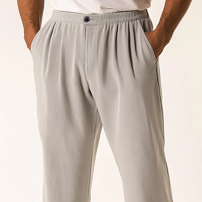 Men's Textured Striped Loose-fitting Straight-leg Trousers MTA2619K0X